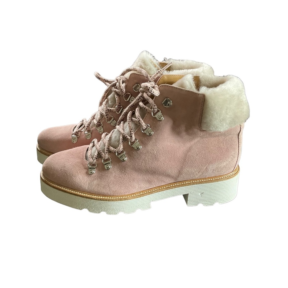 Napoleoni Suede Lace Up Boot Shearling Lined Size 39